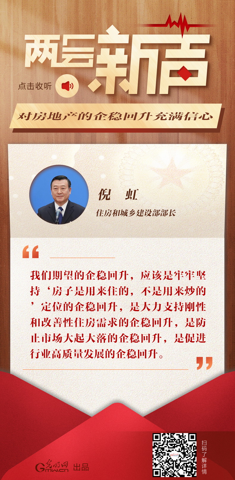 【開局之年看經(jīng)濟(jì)·兩會(huì)新聲】倪虹：對房地產(chǎn)的企穩(wěn)回升充滿信心