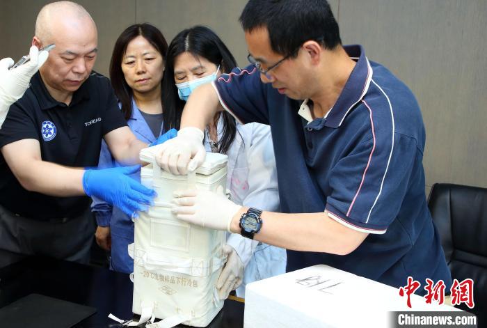 科研人員查看隨神舟十五號返回地面的空間科學實驗樣品。　中科院空間應用中心 供圖