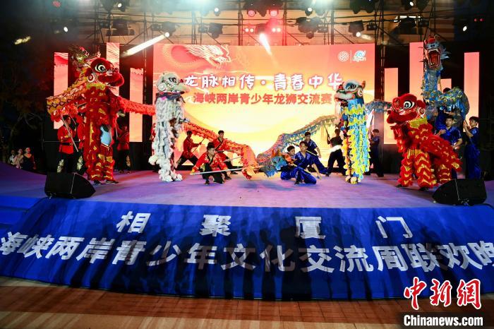 兩岸青少年同臺呈現(xiàn)龍獅表演?！⊥鯑|明 攝