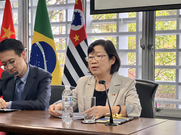 中國駐圣保羅總領事陳佩潔致辭。中國駐圣保羅總領館供圖