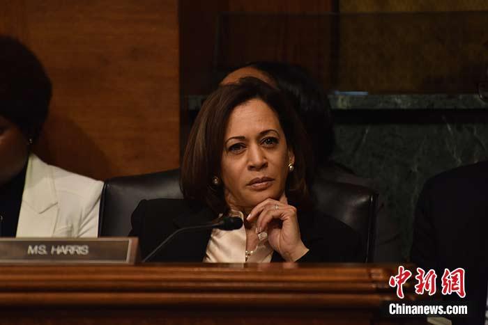 當(dāng)?shù)貢r間8月11日，美國前副總統(tǒng)、已經(jīng)鎖定民主黨總統(tǒng)候選人提名的拜登選定聯(lián)邦參議員卡瑪拉·哈里斯為其競選搭檔、民主黨副總統(tǒng)候選人。哈里斯成為美國歷史上首位被提名為副總統(tǒng)候選人的非裔女性。圖為哈里斯此前出席國會聽證會(資料圖)。<a target='_blank' href='/'><p  align=