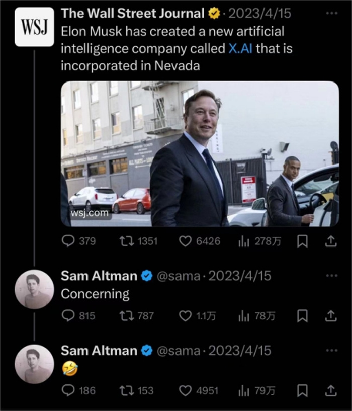 奧特曼社交媒體截圖。