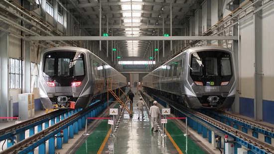 石家莊地鐵二號(hào)線(xiàn)列車(chē)。 中車(chē)齊車(chē)集團(tuán)石家莊公司供圖