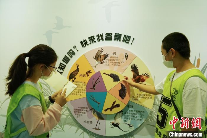 圖為小朋友在青海西寧湟水國(guó)家濕地公園科普館內(nèi)參觀學(xué)習(xí)?！●R銘言 攝