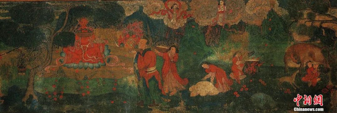 14世紀(jì)唐卡卷軸畫(huà)《女神》局部。<a target='_blank' href='/'><p  align=