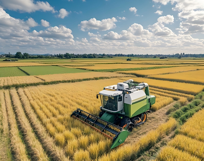 河南省信陽市羅山縣水稻種植戶抓住有利天氣搶收水稻。黃錢錢攝