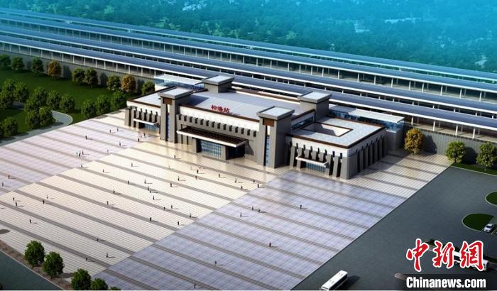 成蘭鐵路松潘站設(shè)計效果圖?！≈需F八局供圖
