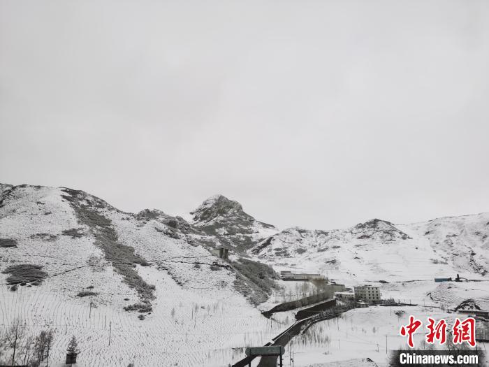 圖為青海省東南部的青沙山區(qū)域銀裝素裹。　張?zhí)砀?攝