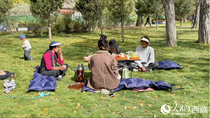 圖為市民在公園內(nèi)聚會。人民網(wǎng)記者 次仁羅布攝